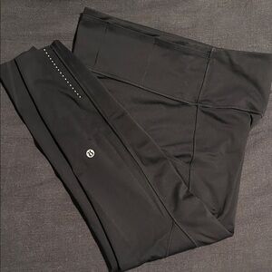 Lululemon Black Cropped Leggings with Reflective Detail